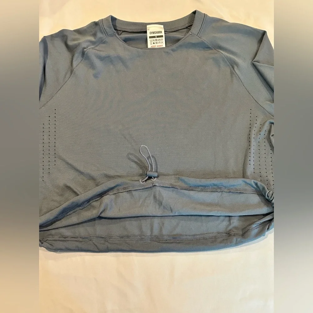 Gymshark Sweat Seamless Long Sleeve Crop Top- Gray - Picture 9 of 12